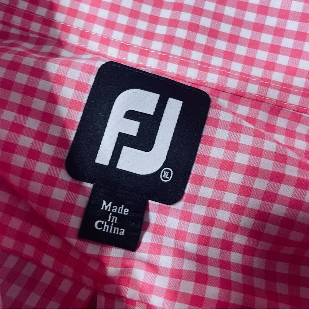 FootJoy Shirt Men Large Pink White Check Button Up Casual Preppy Dadcore Classic - Picture 5 of 8